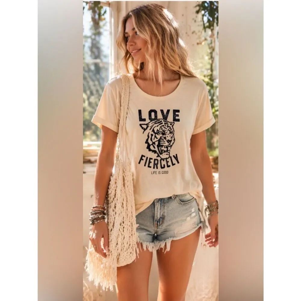 Life Is Good Love Fiercely Graphic Tee